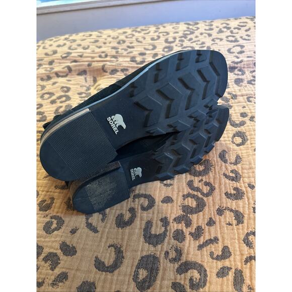 Sorel Emelie Black Leather Womens Boots Side Zip Size 10 Classic No Tie - Picture 8 of 8